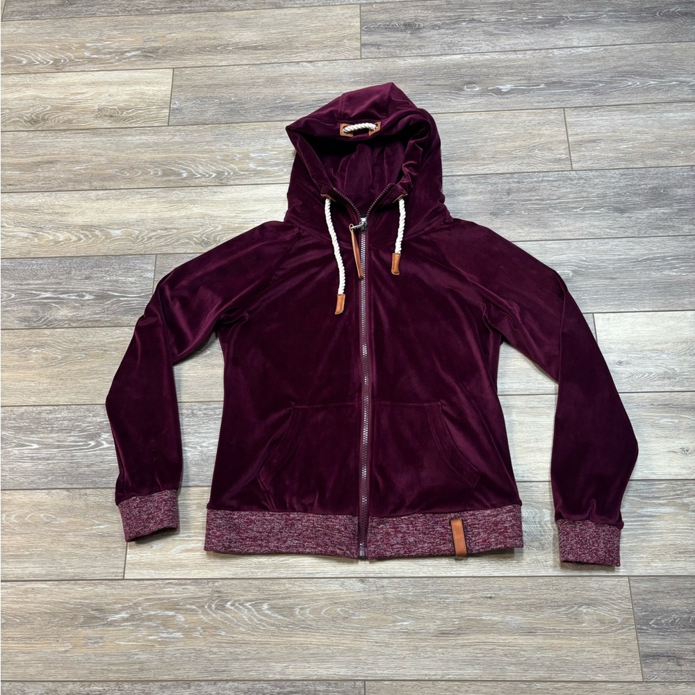 Montana Co Velvet Hoodie Sz XL Full Zip Jacket Rope Drawstring Western Comfy